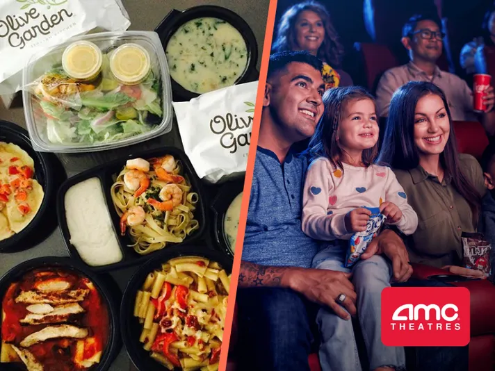 AMC Movie Theatres® Tickets for 2 + $10 Olive Garden Gift Card