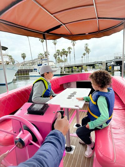 Private Pink Fantail Electric Boat in Alameda - Image 3